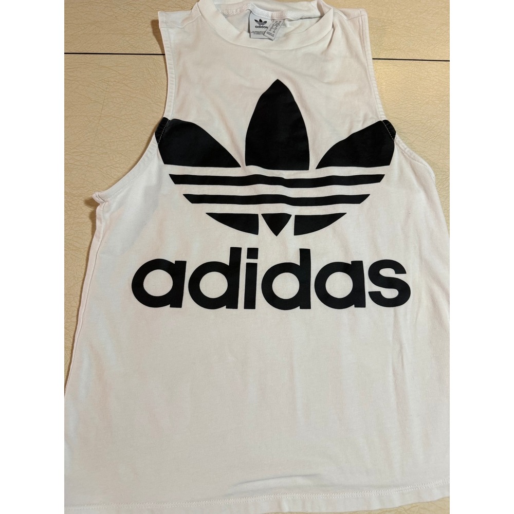 Adidas Originals Trefoil Logo Tank Top White Black Sleeveless Shirt Womens XS